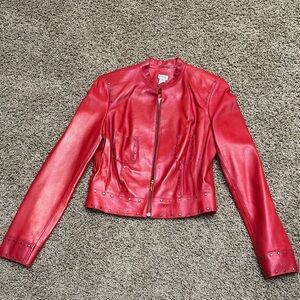 Cache Red Leather Jacket with Studded Details
